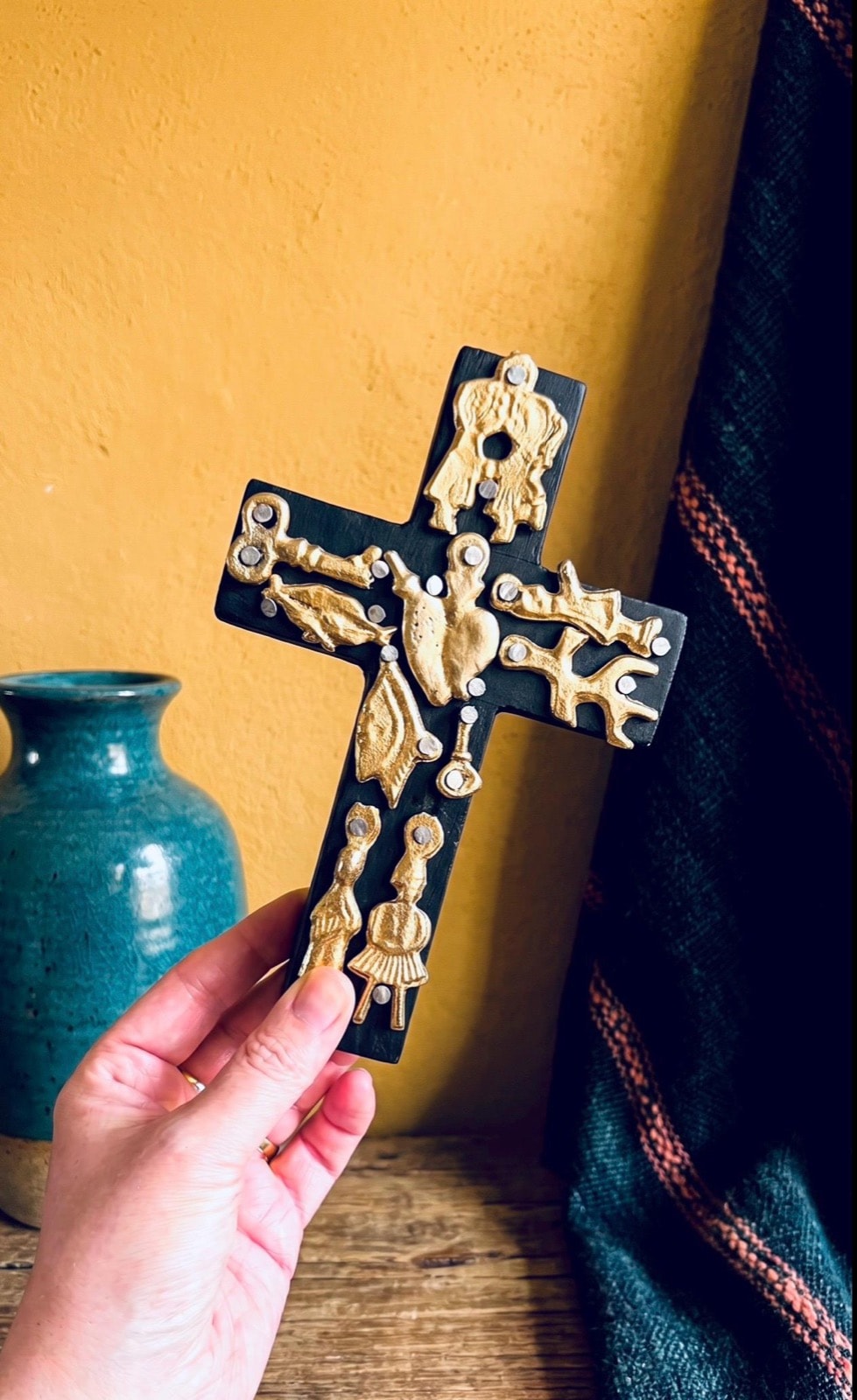 Small Wood Sacred Heart Cross 4"(tall) - First Communion Favors