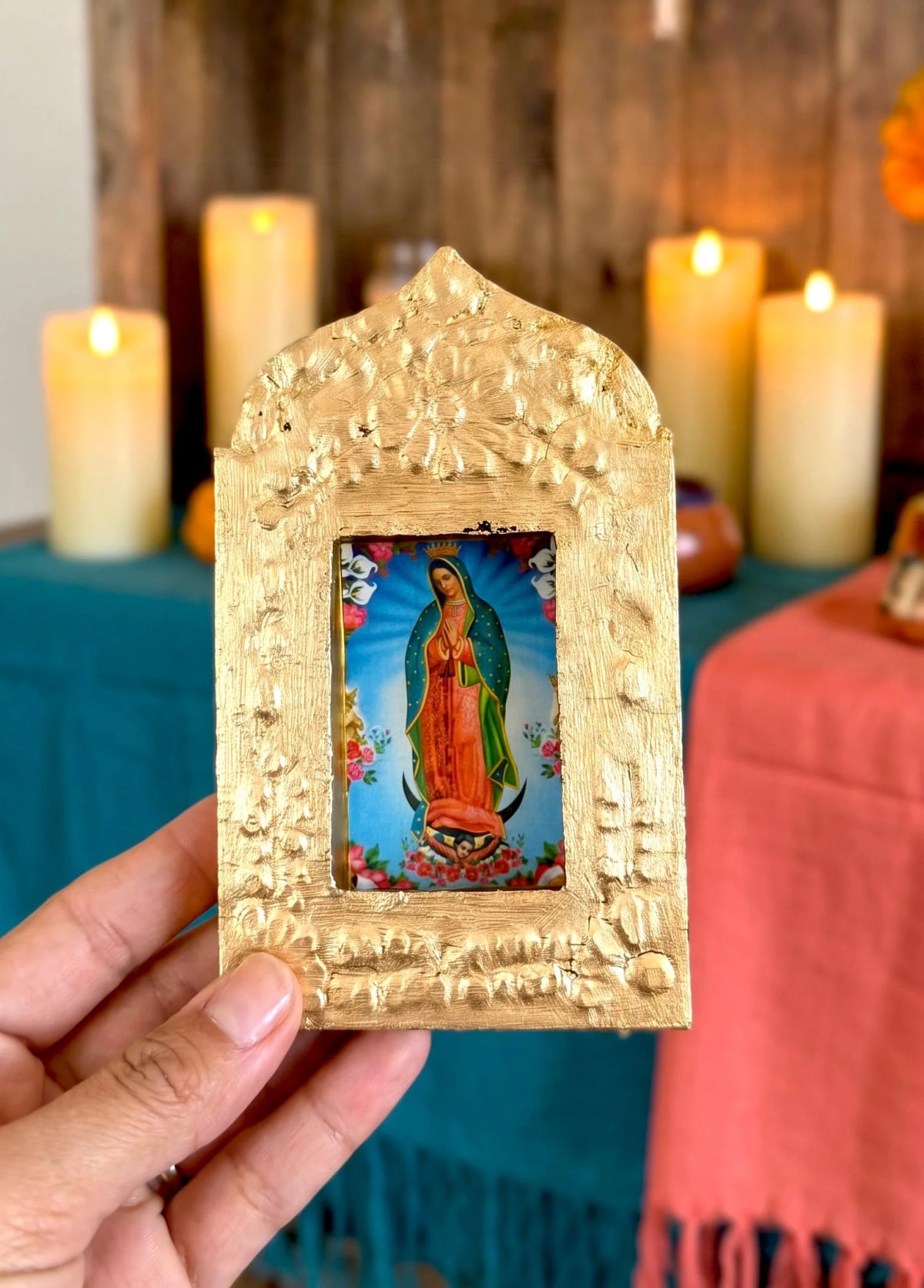 Hand-cut Tin Nicho Guadalupe Small, Mexican Folk Art Hacienda Decor Niche 5.5”