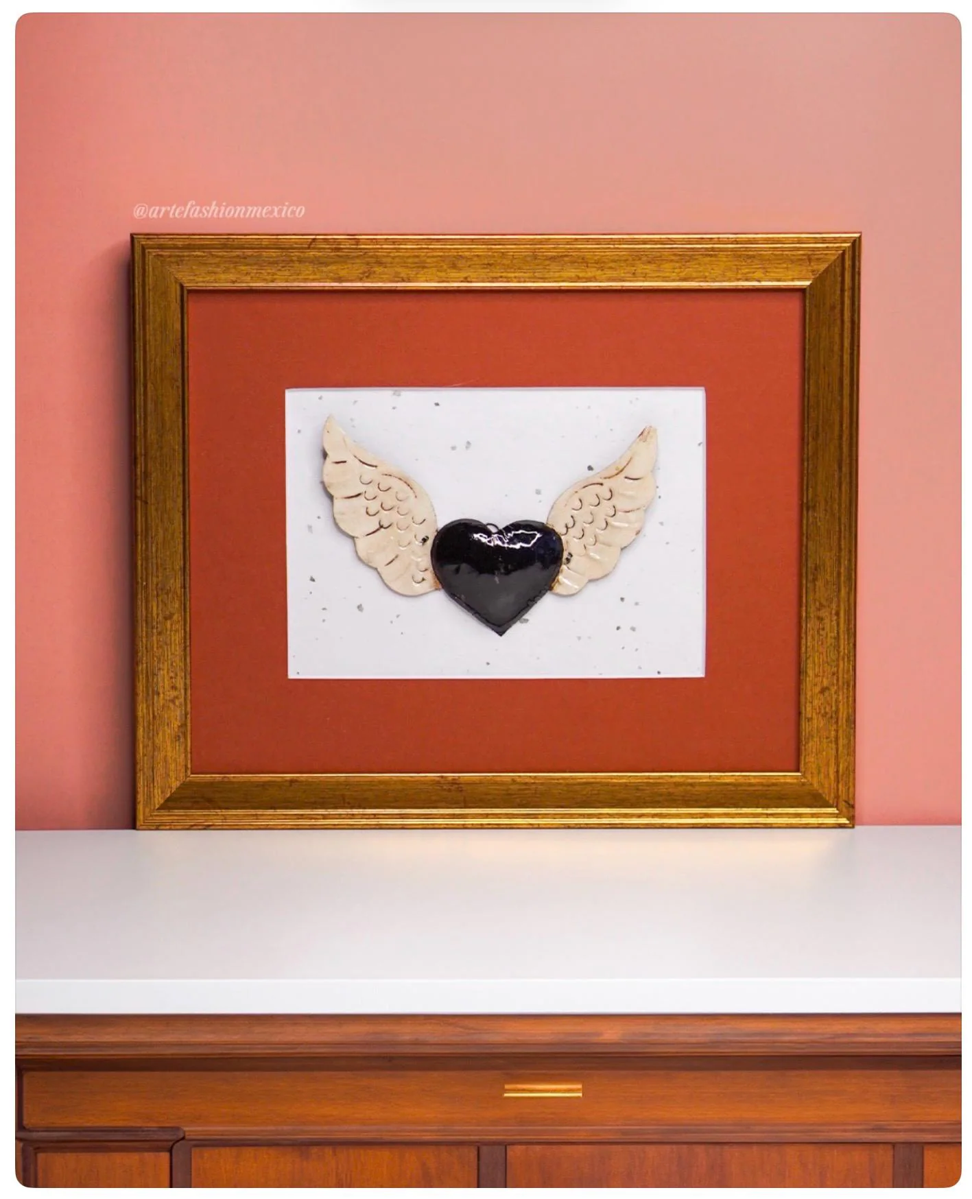 Tin Retablo Art, Gift For Abuela, Framed Vintage Allas Arriba 12"x 9"